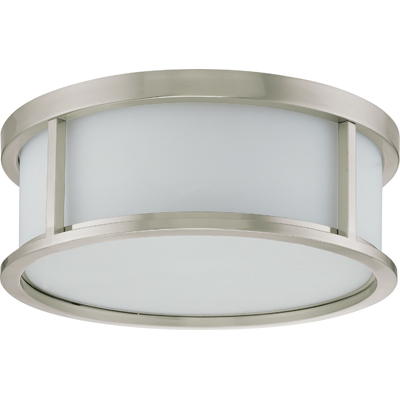 Nuvo Lighting 60/2862  Odeon - 3 Light 15" Flush Dome with Satin White Glass in Brushed Nickel Finish